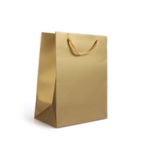 Karton Çanta Mat Altın  Selefonlu 18x23x10 cm (12'li)