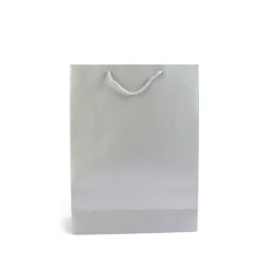 Karton Çanta Mat Gümüş  Selefonlu 25x33x9 cm (12'li)