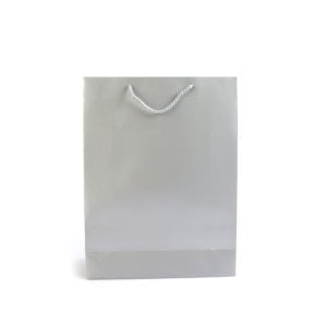 Karton Çanta Mat Gümüş  Selefonlu 14x17x6 cm (25'li)