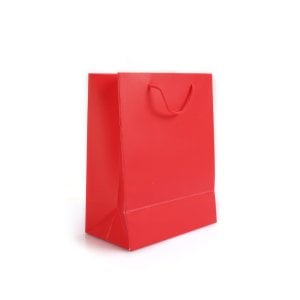 Karton Üzeri Mat Selefonlu Kırmızı Çanta 14x17x6,cm(25'li)