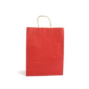 Büküm Saplı Kraft Kağıt Çanta Kırmızı 15x8x20(25'li)