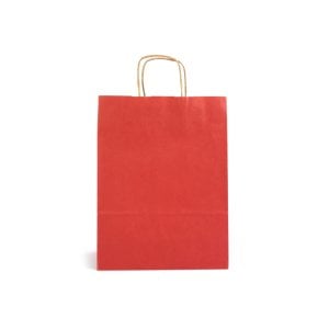 Büküm Saplı Kraft Kağıt Çanta Kırmızı 18x8x23(25'li)
