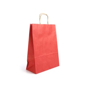 Büküm Saplı Kraft Kağıt Çanta Kırmızı 20x10x22(25'li)