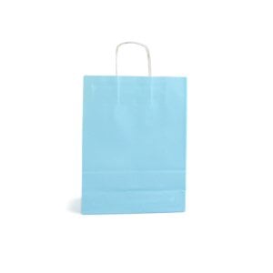 Büküm Saplı Kraft Kağıt Çanta Mavi 20x10x22(25'li)