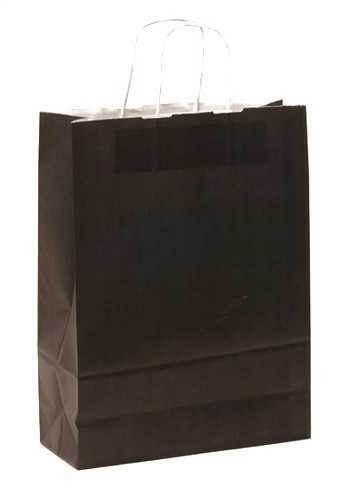 Büküm Saplı  Siyah Kağıt Çanta 25x12x31 (25'li)