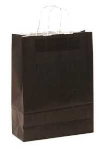 Büküm Saplı  Siyah Kağıt Çanta 25x12x31 (25'li)