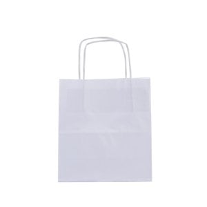 Büküm Saplı Beyaz Kağıt Çanta 20x10x22 (25'li)