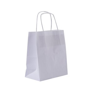 Büküm Saplı Beyaz Kağıt Çanta 20x10x22 (25'li)