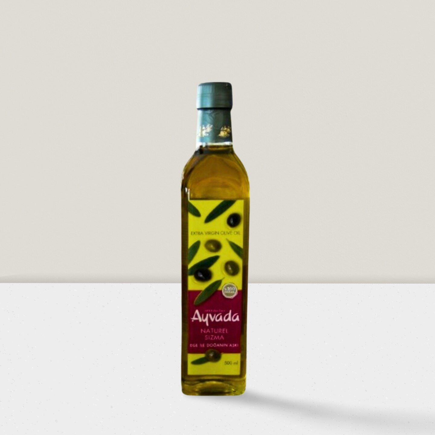 Ayvalık Soğuk Sıkım Natürel Sızma Zeytinyağı Kare Cam Şişe 500 Ml