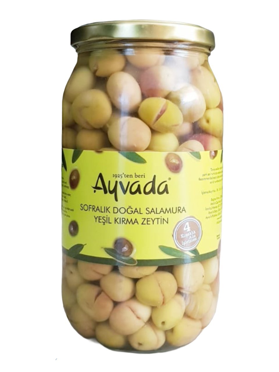 Ayvalık Natürel Yeşil Kırma Zeytin 1000Cc