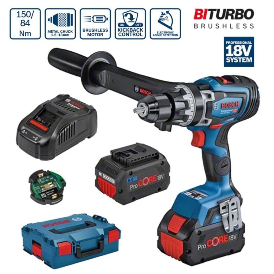 Bosch Profesyonel GSB 18V-150 C Akülü Darbeli Delme Vidalama 2x8 AH - 06019J5105