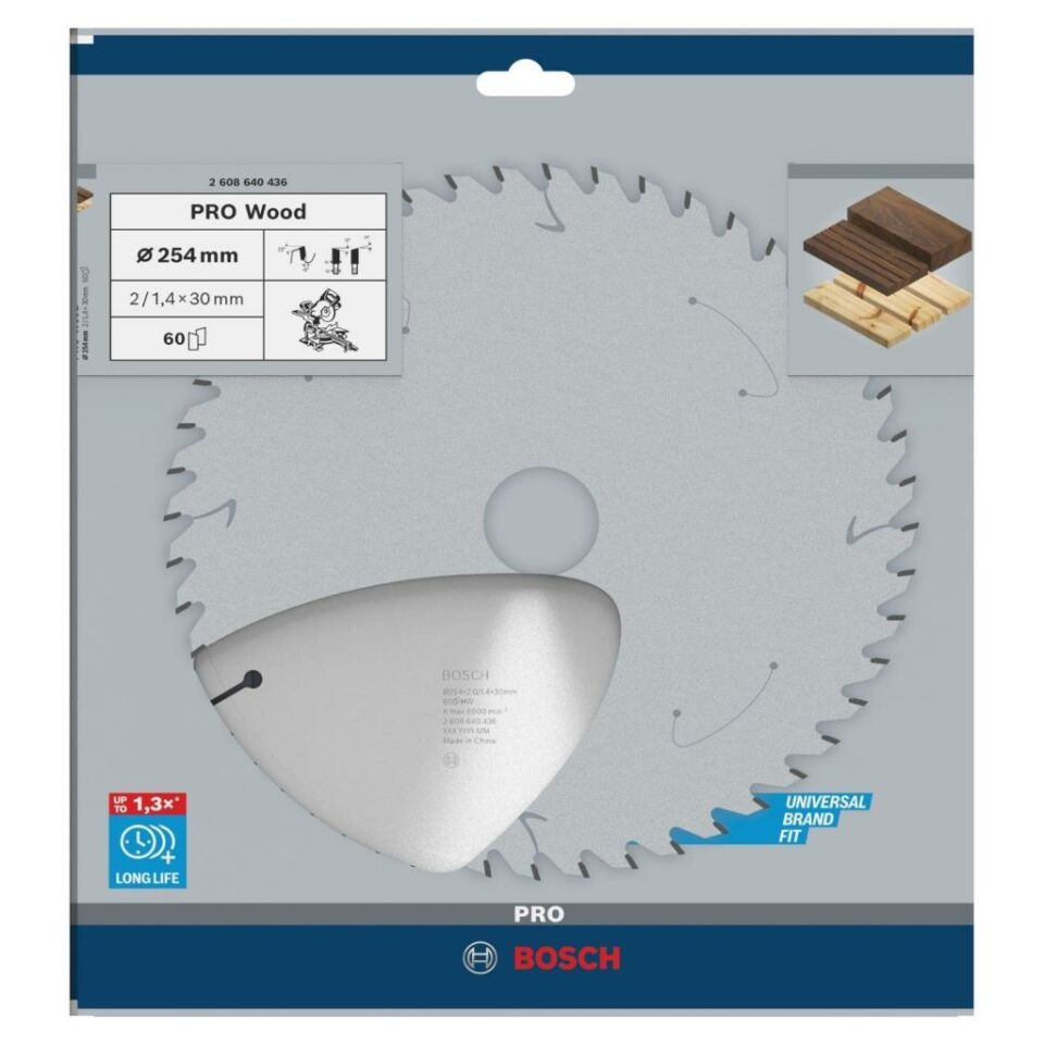 Bosch Optiline Wood 254 x 30 Mm 60 Diş Ahşap Daire Testere Bıçağı 2608640436