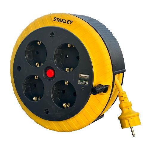 STANLEY ST-H KOMPAKT KASET IP20 4 SOKETLİ 5 METRE MAKARALI KABLO USB’Lİ / 3X1,5MM