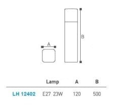 Bahçe Armatürü - Bollard 50cm LH-12402