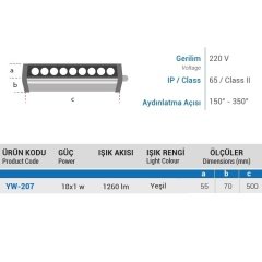 YCL 18X1 50cm WALLWASHER YEŞİL