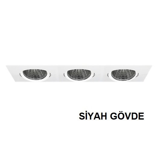 LAMPTIME SIVA ALTI COB DOWNLIGHT 3X30W ÜÇLÜ KARE SİYAH GÖVDE 6500K BEYAZ IŞIK