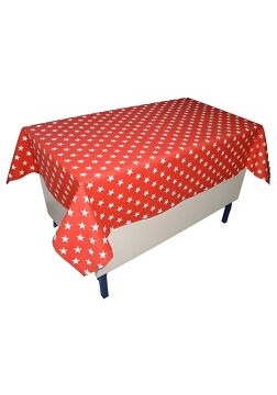 Yıldız Desenli Öğretmen Masa Örtüsü Kırmızı (Pamuklu-Düz)