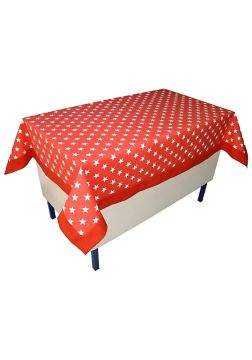 Yıldız Desenli Öğretmen Masa Örtüsü Kırmızı (Pamuklu-Bantlı)