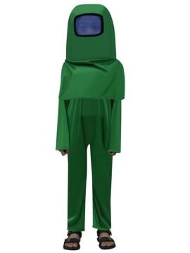 Among Us Cosplay Uzaylı Astronot Kostümü Yeşil 6-7 Yaş