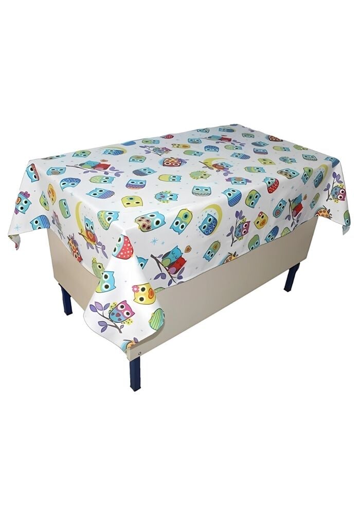 Baykuş Desenli Öğretmen Masa Örtüsü (Pamuklu-Düz)