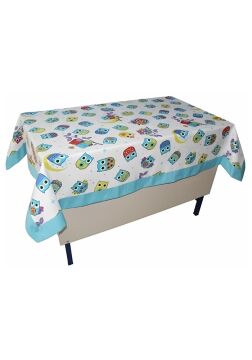 Baykuş Desenli Öğretmen Masa Örtüsü (Pamuklu-Bantlı)