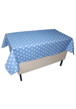 Yıldız Desenli Öğretmen Masa Örtüsü Mavi (Pamuklu-Düz)