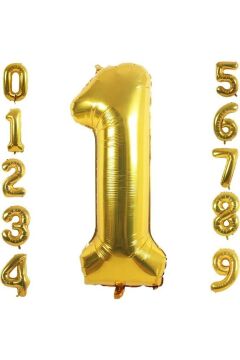 1 Yaş Doğum Günü Parti Kutlama Rakam Folyo Balon Altın Renk 36 Cm 16 Inç