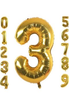 3 Yaş Doğum Günü Parti Kutlama Rakam Folyo Balon Altın Renk 36 Cm 16 Inç