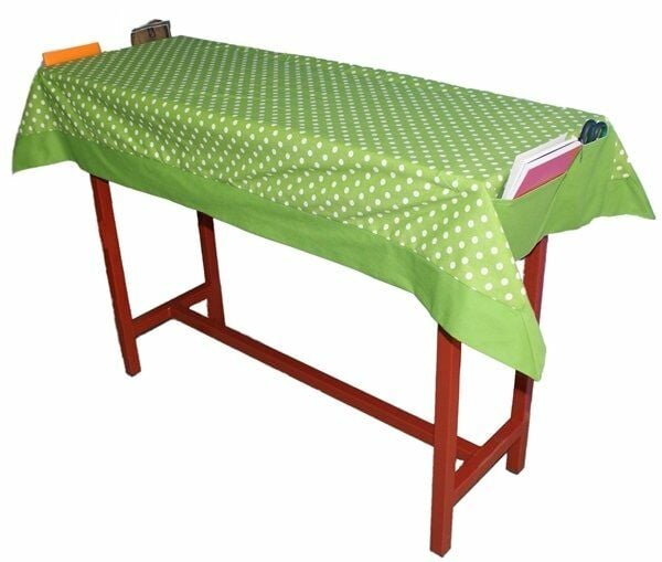 Puantiyeli Tek Kişilik Sıra Örtüsü Yeşil (Pamuklu-Bantlı-Cepli)