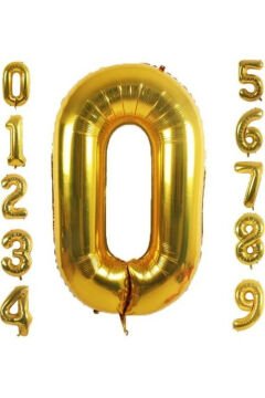 0 Yaş Doğum Günü Parti Kutlama Rakam Folyo Balon Altın Renk 36 Cm 16 Inç