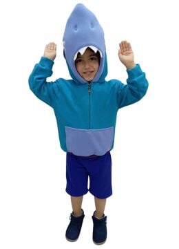 Kapüşonlu Cosplay Leon Shark Kostümü 10-11 Yaş