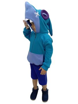 Kapüşonlu Cosplay Leon Shark Kostümü 10-11 Yaş