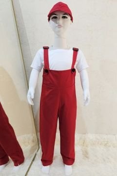 Bahçıvan Tulum ve Şapka Set Kırmızı 12-13 Yaş
