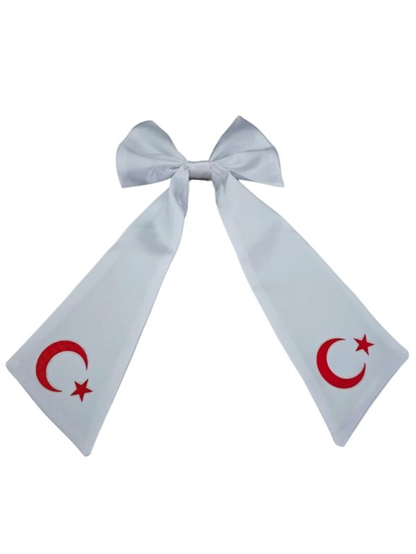 Ay Yıldızlı Fiyonklu Beyaz Saç Tokası