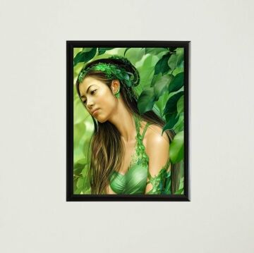 Yeşil Giysili Kadın Çerçeveli Poster Tablo