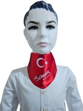 Ay Yıldızlı Atatürk İmzalı Fular