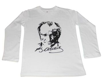 Atatürk Baskılı Tişört Uzun Kollu