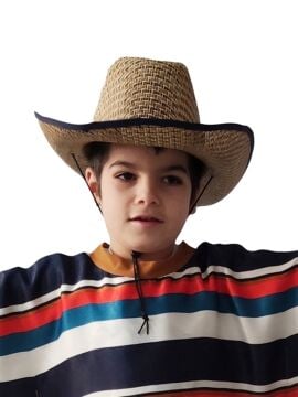 Hasır Görünümlü Bağcıklı Şapka