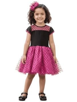 Tüllü Puantiyeli Tütü Elbise