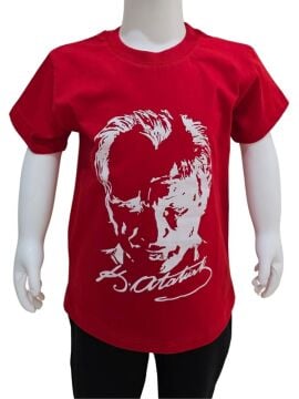 Atatürk Baskılı Kırmızı Tişört 6-7 Yaş