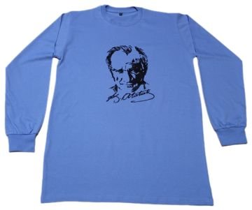 Yetişkin Atatürk Baskılı Tişört Uzun Kollu Manşetli