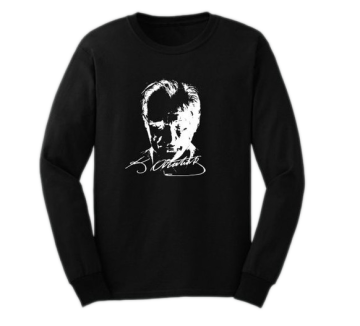 Yetişkin Atatürk Baskılı Tişört Uzun Kollu Manşetli