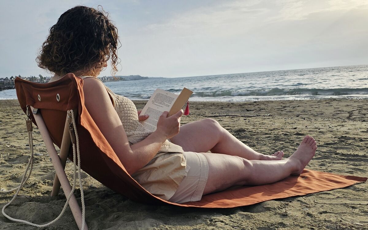 Askılı Portatif Şezlong Kiremit Rengi | Sırt Dayanaklı Katlanır Plaj ve Piknik Örtüsü