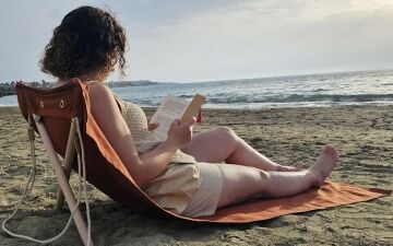 Askılı Portatif Şezlong Kiremit Rengi | Sırt Dayanaklı Katlanır Plaj ve Piknik Örtüsü