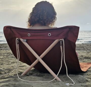 Askılı Portatif Şezlong Kiremit Rengi | Sırt Dayanaklı Katlanır Plaj ve Piknik Örtüsü