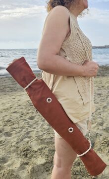 Askılı Portatif Şezlong Kiremit Rengi | Sırt Dayanaklı Katlanır Plaj ve Piknik Örtüsü