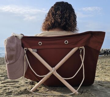 Askılı Portatif Şezlong Kiremit Rengi | Sırt Dayanaklı Katlanır Plaj ve Piknik Örtüsü