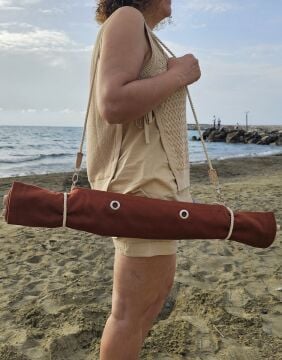 Askılı Portatif Şezlong Kiremit Rengi | Sırt Dayanaklı Katlanır Plaj ve Piknik Örtüsü