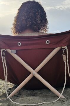 Askılı Portatif Şezlong Kiremit Rengi | Sırt Dayanaklı Katlanır Plaj ve Piknik Örtüsü