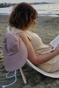 Askılı Katlanabilir Portatif Şezlong Bej Rengi | Sırt Dayanaklı Katlanabilir Plaj ve Piknik Örtüsü